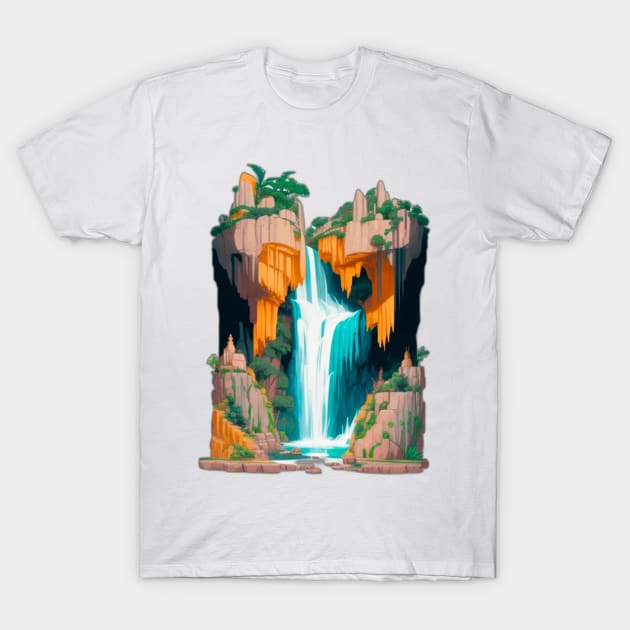Nature Waterfall T-Shirt by arcanumstudio